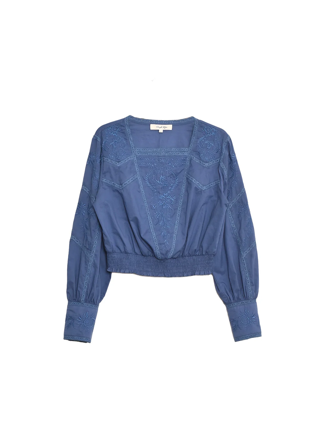 Oakley Square Neck Embroidery 100% Cotton Blouse