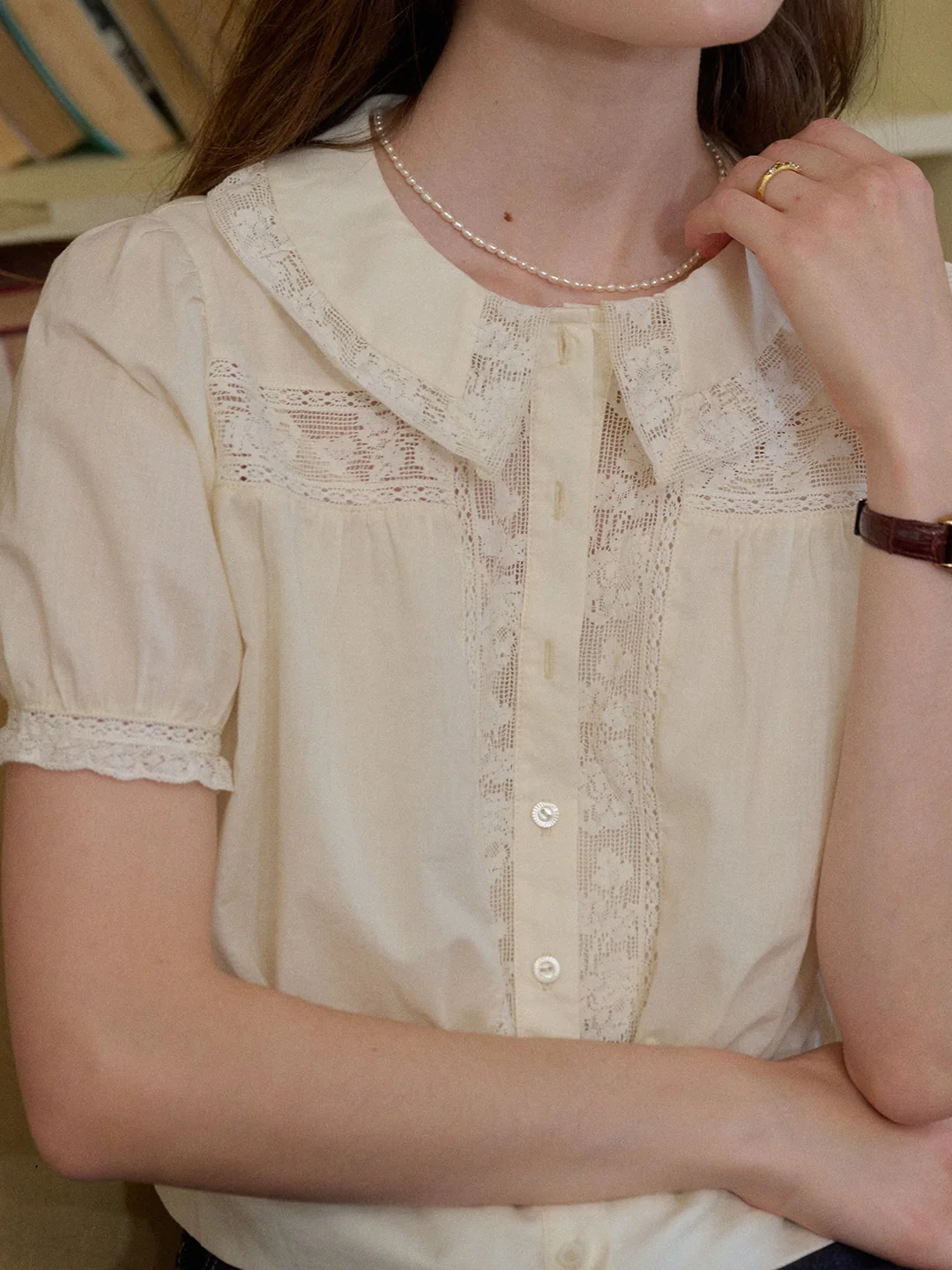 Everleigh Round Neck Lace Blouse