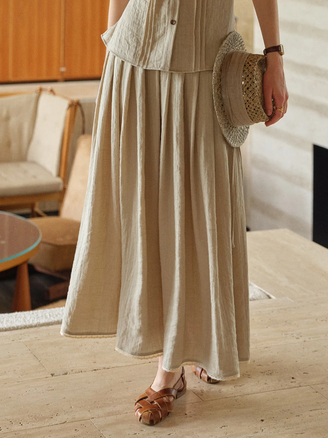Selene A-Line Linen Skirt