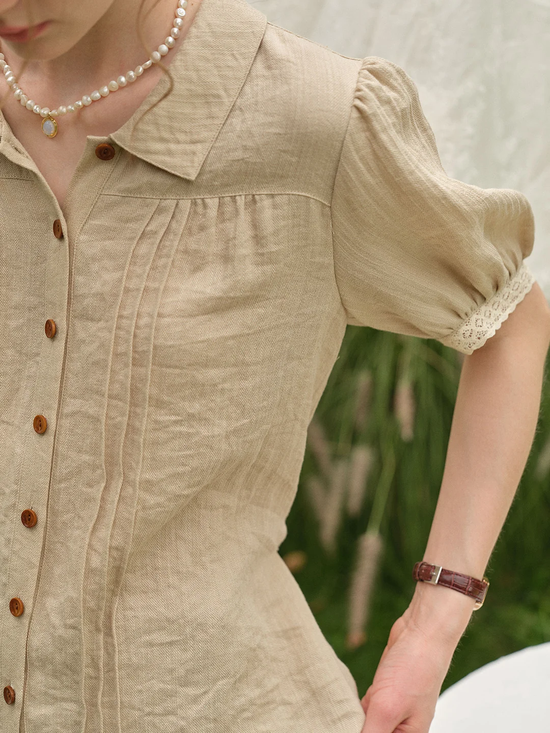 Selene Lapel Linen Blouse