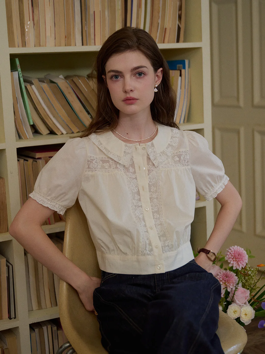 Everleigh Round Neck Lace Blouse