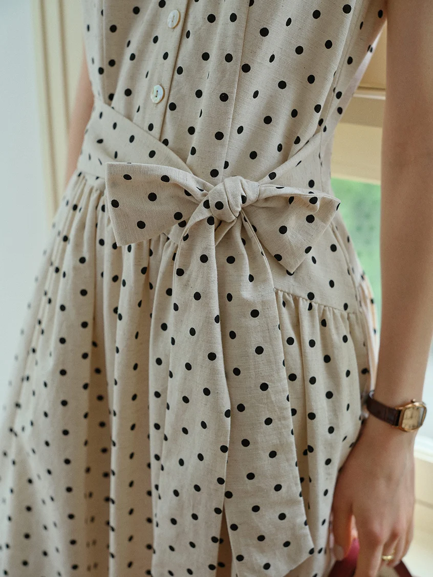 Clarissa Loose V-Neck Dot Dress