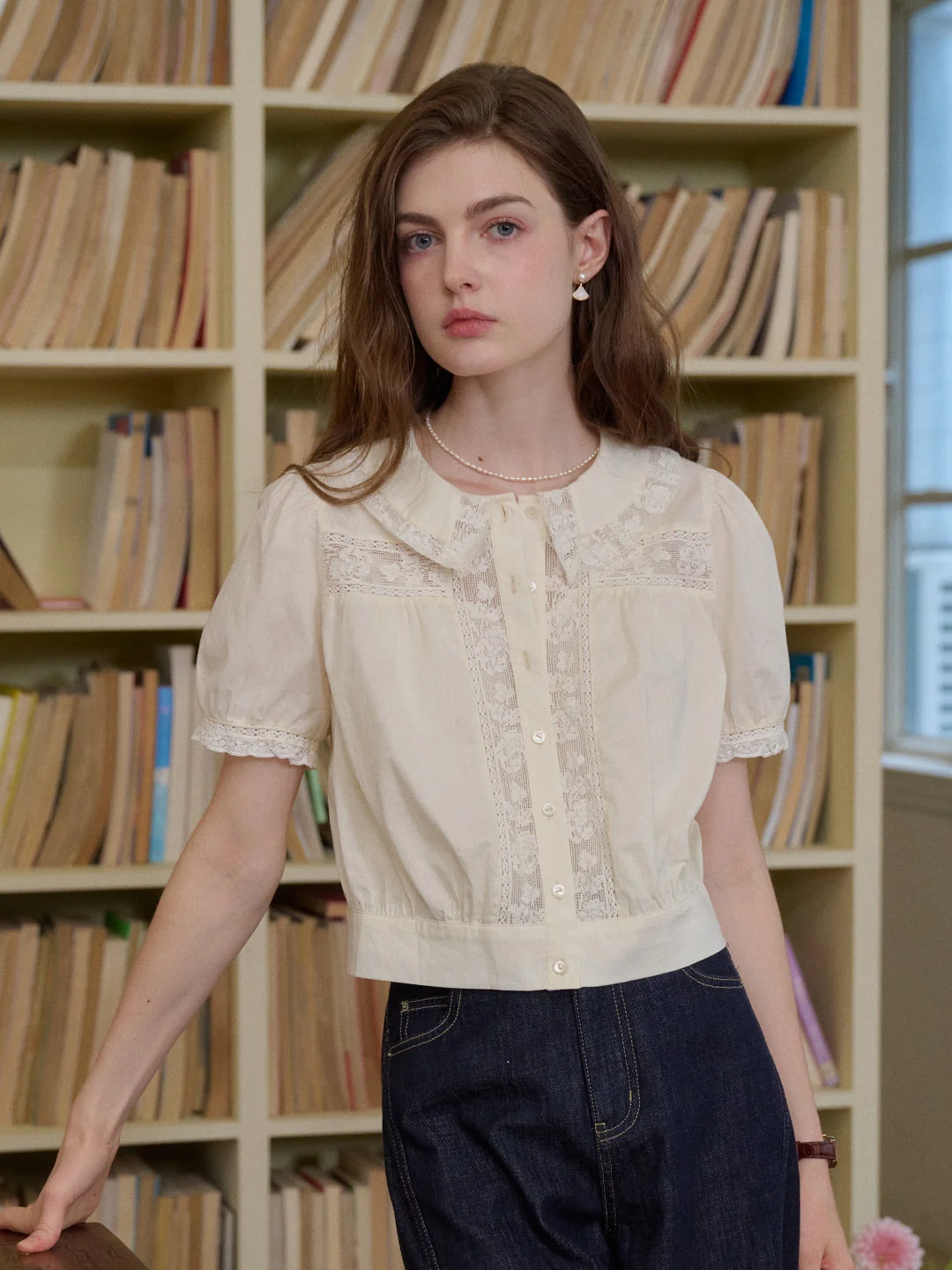 Everleigh Round Neck Lace Blouse