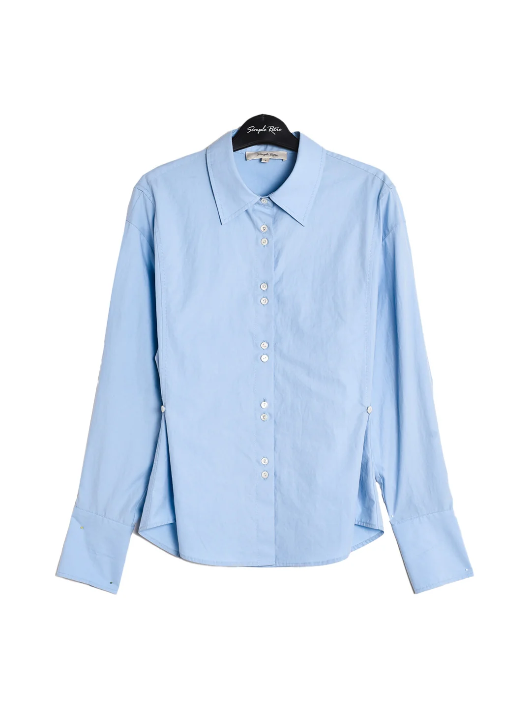 Daphne Simple Lapel Waist Blouse - White