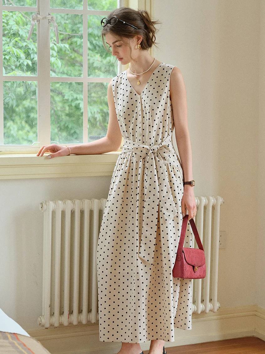 Clarissa Loose V-Neck Dot Dress