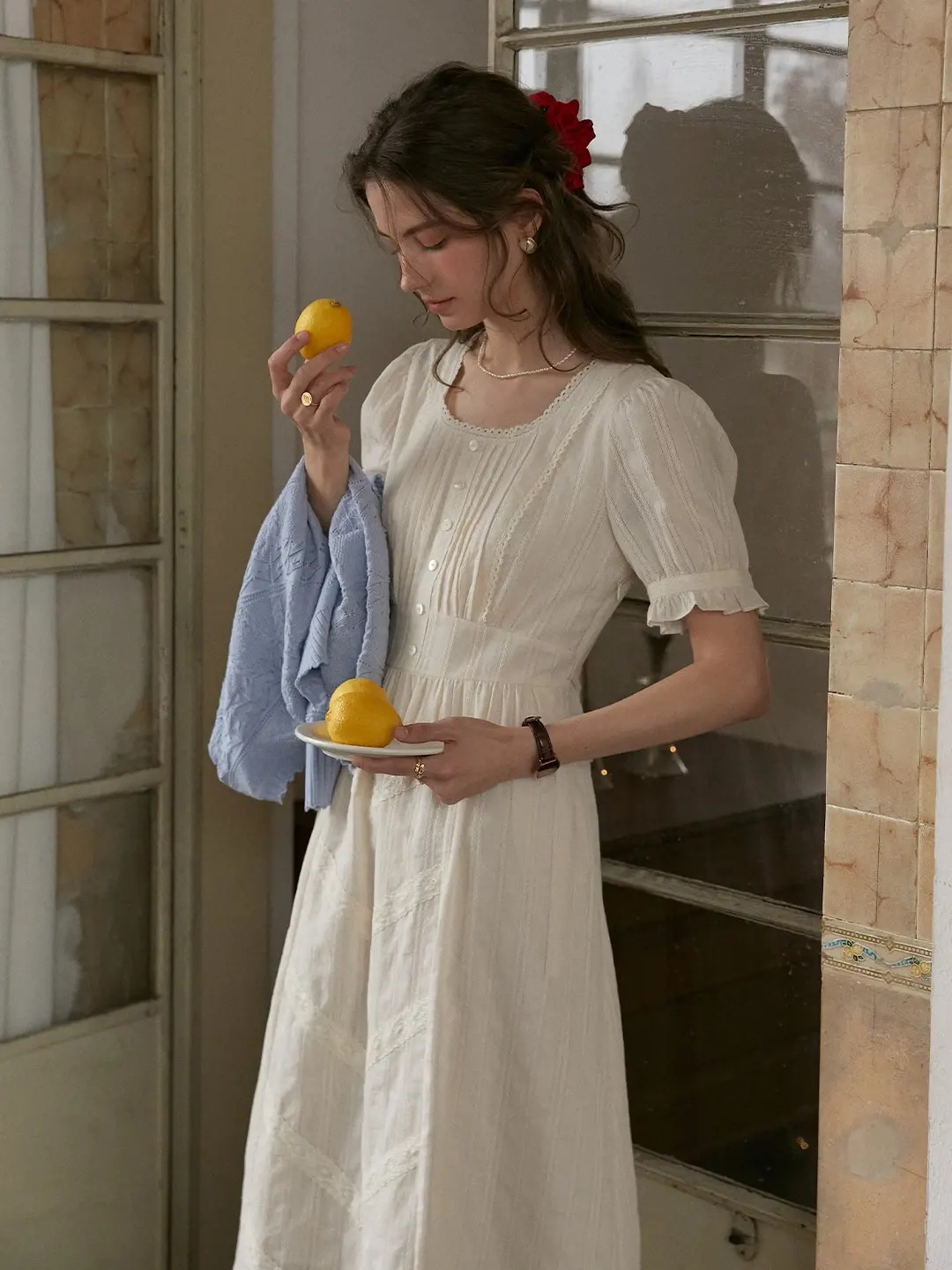 Emmeline Round Neck 100%Cotton Dress