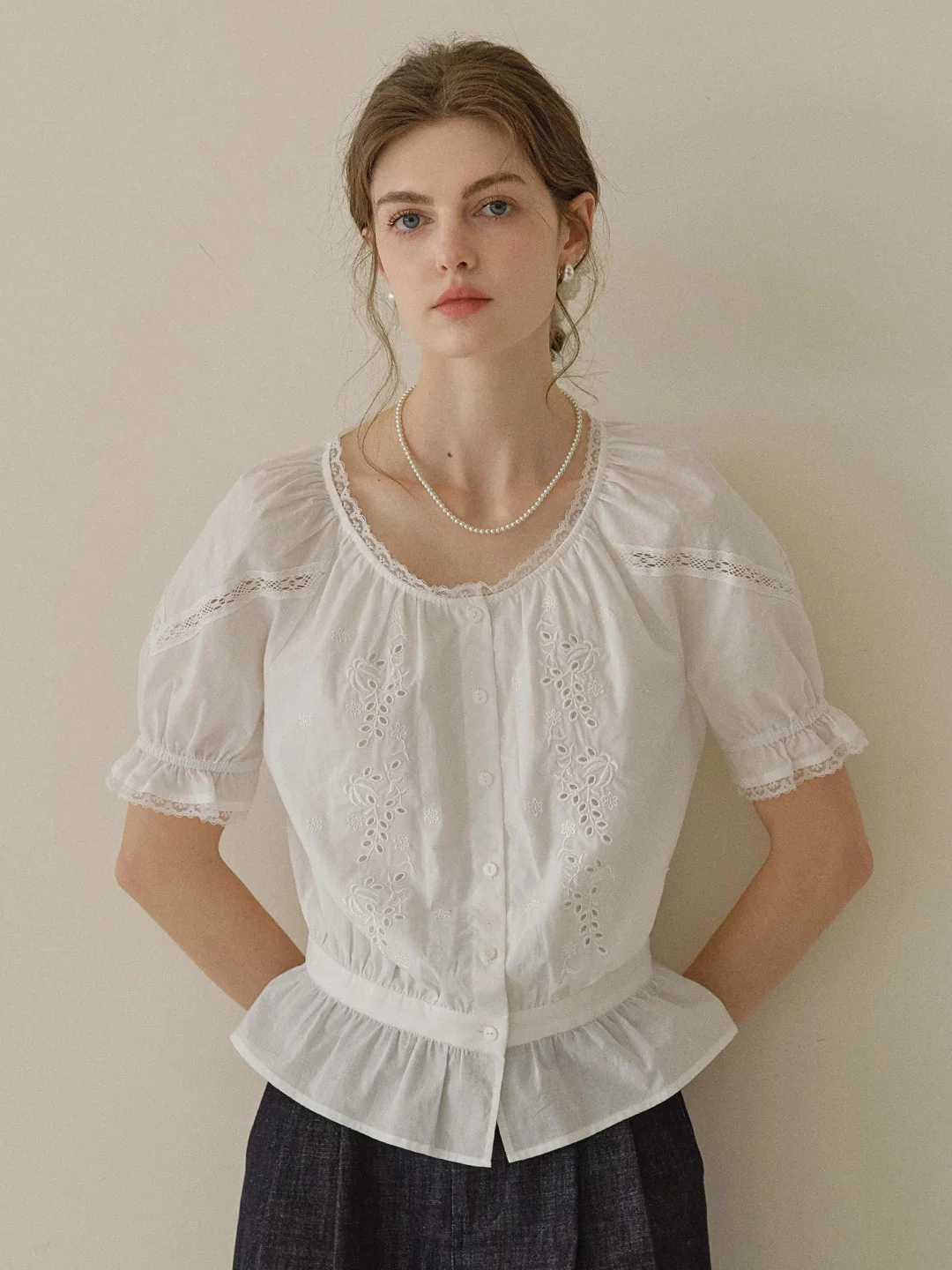 Samara Round Neck 100% Cotton Blouse