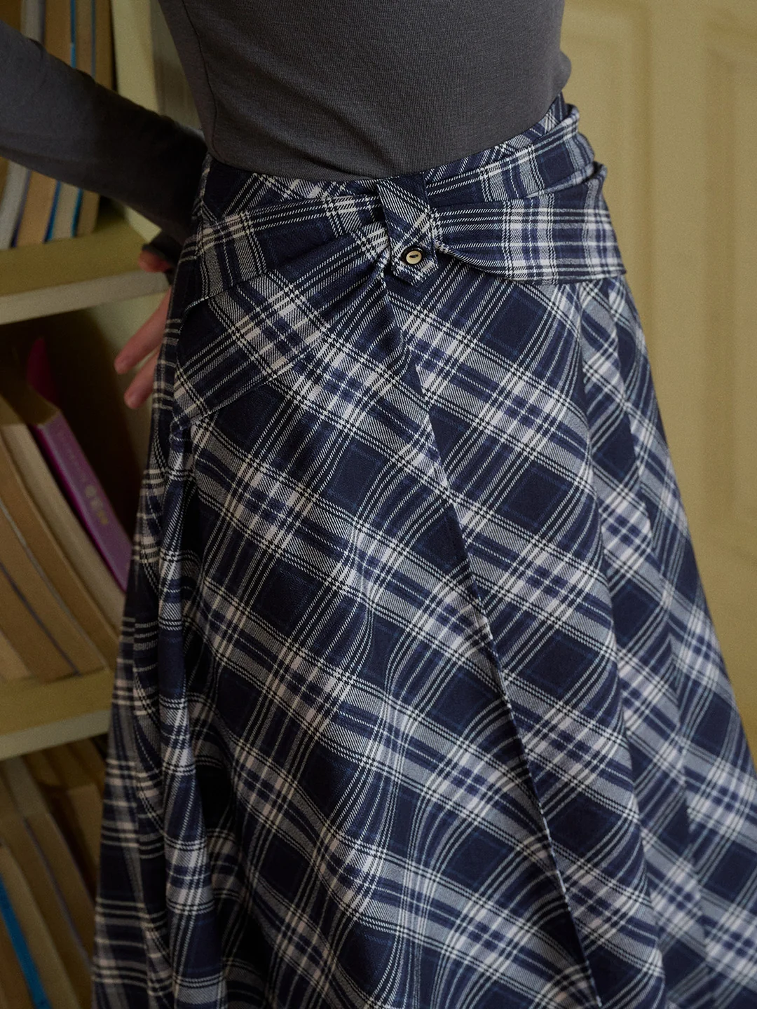 Alayah A-Line Plaid Viscose Skirt