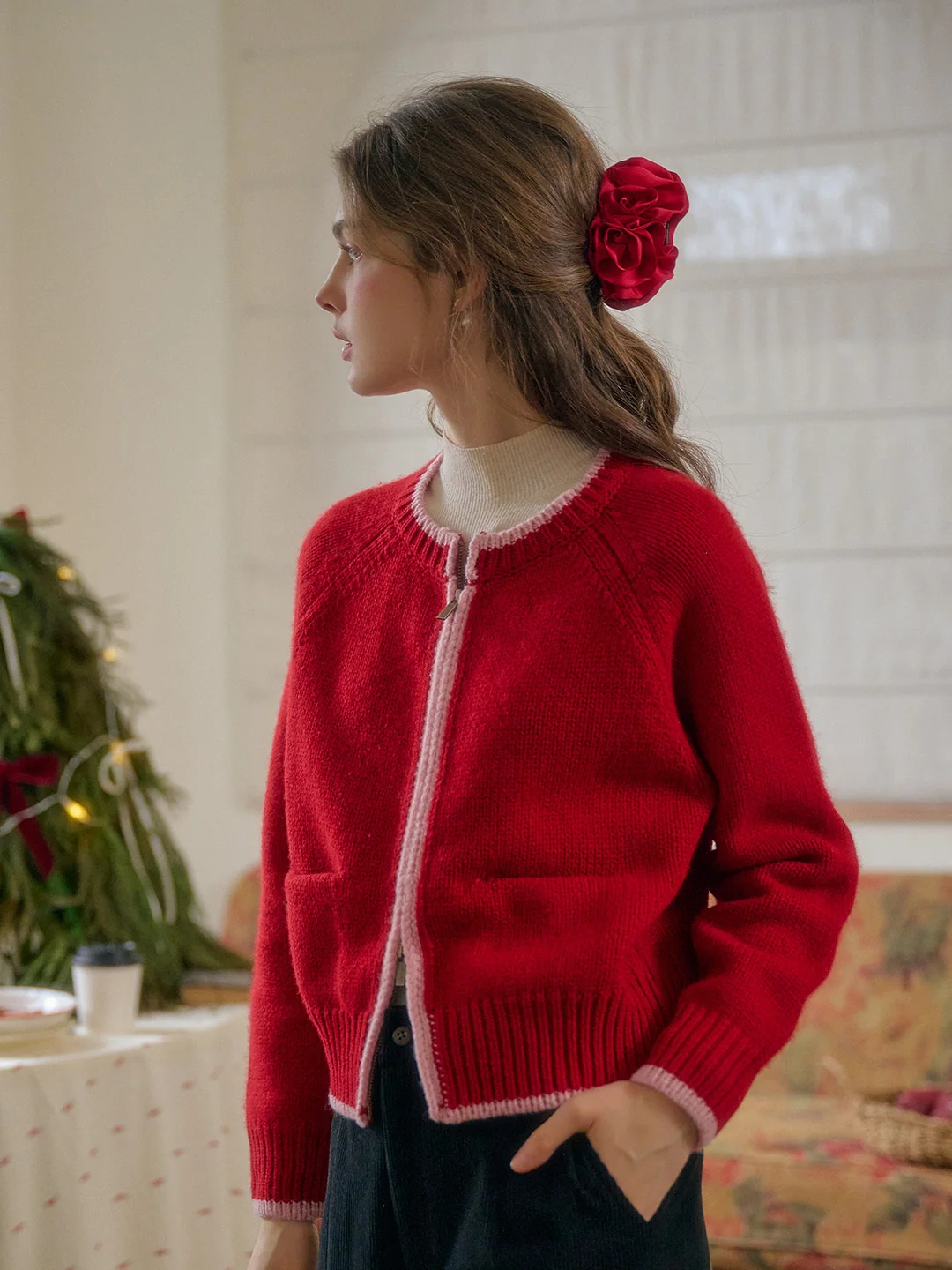 【Final Sale】Brielle Round Neck 100% Wool Cardigan