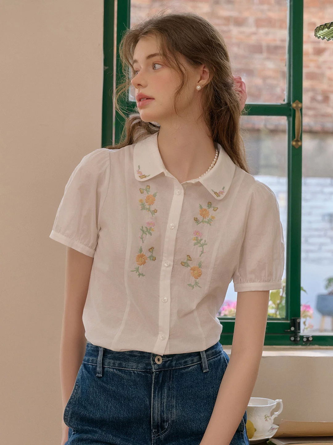 【Final Sale】Elianna Peter Pan Collar 100% Cotton Blouse