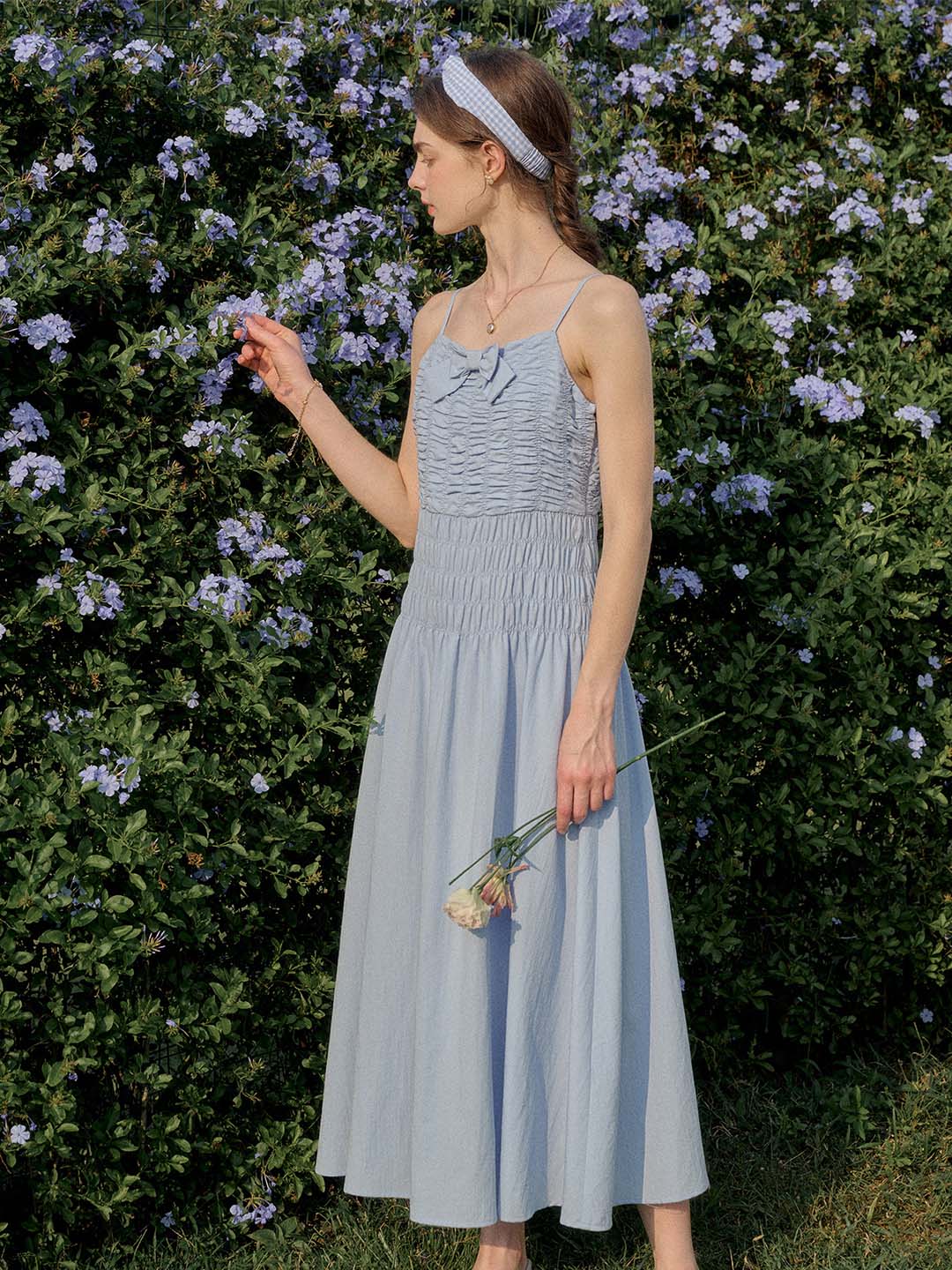 【Final Sale】Avayah Bow Smocked Slip Dress