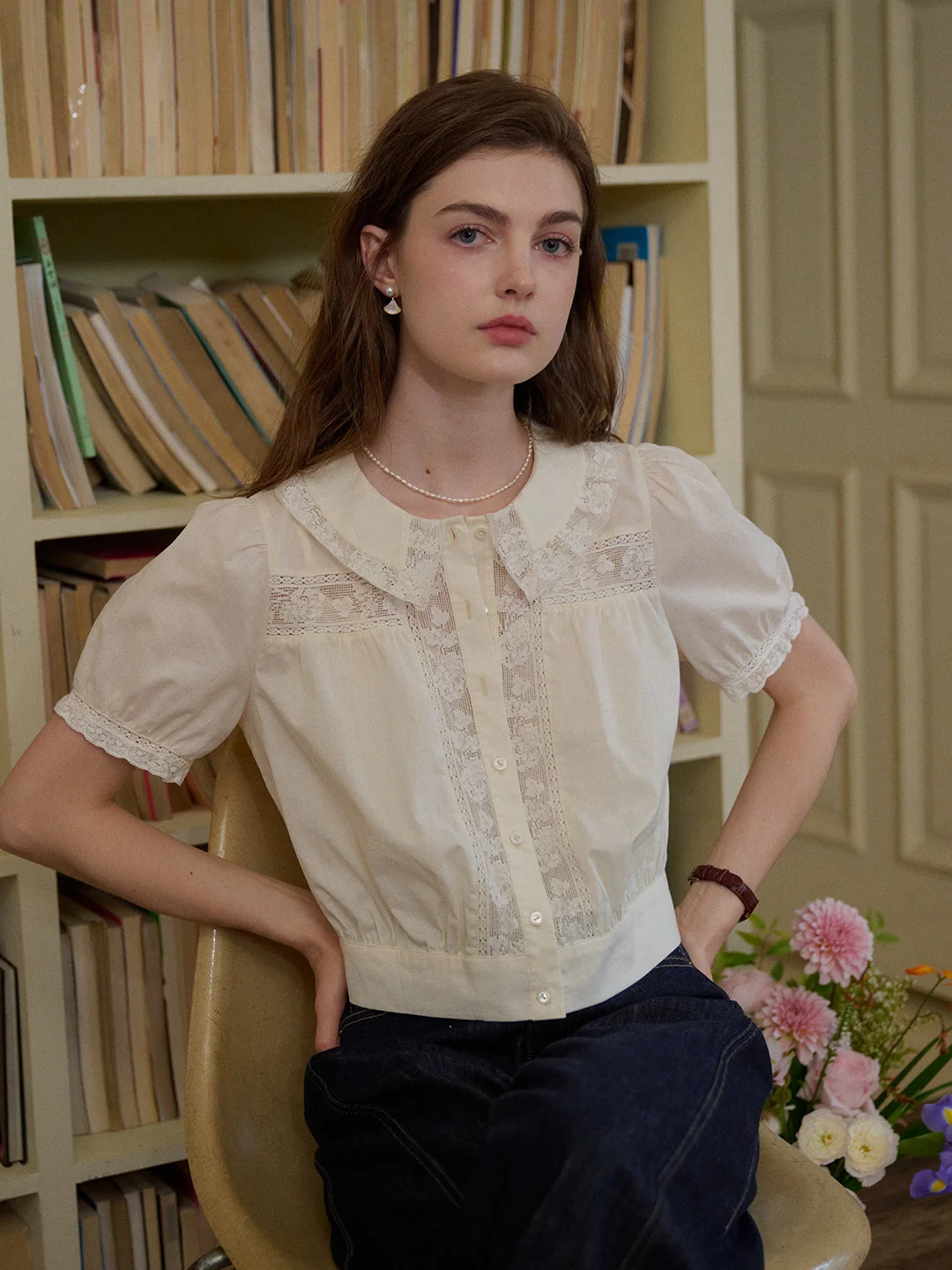 Everleigh Round Neck Lace Blouse