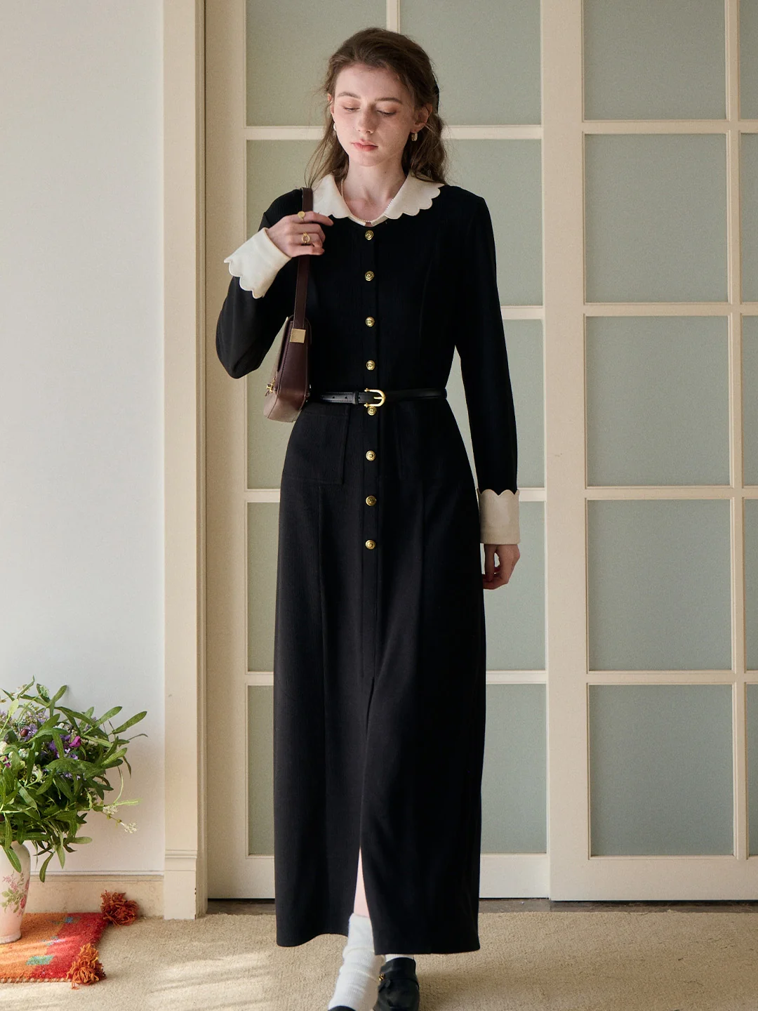 Noemi Peter Pan Collar Maxi Dress