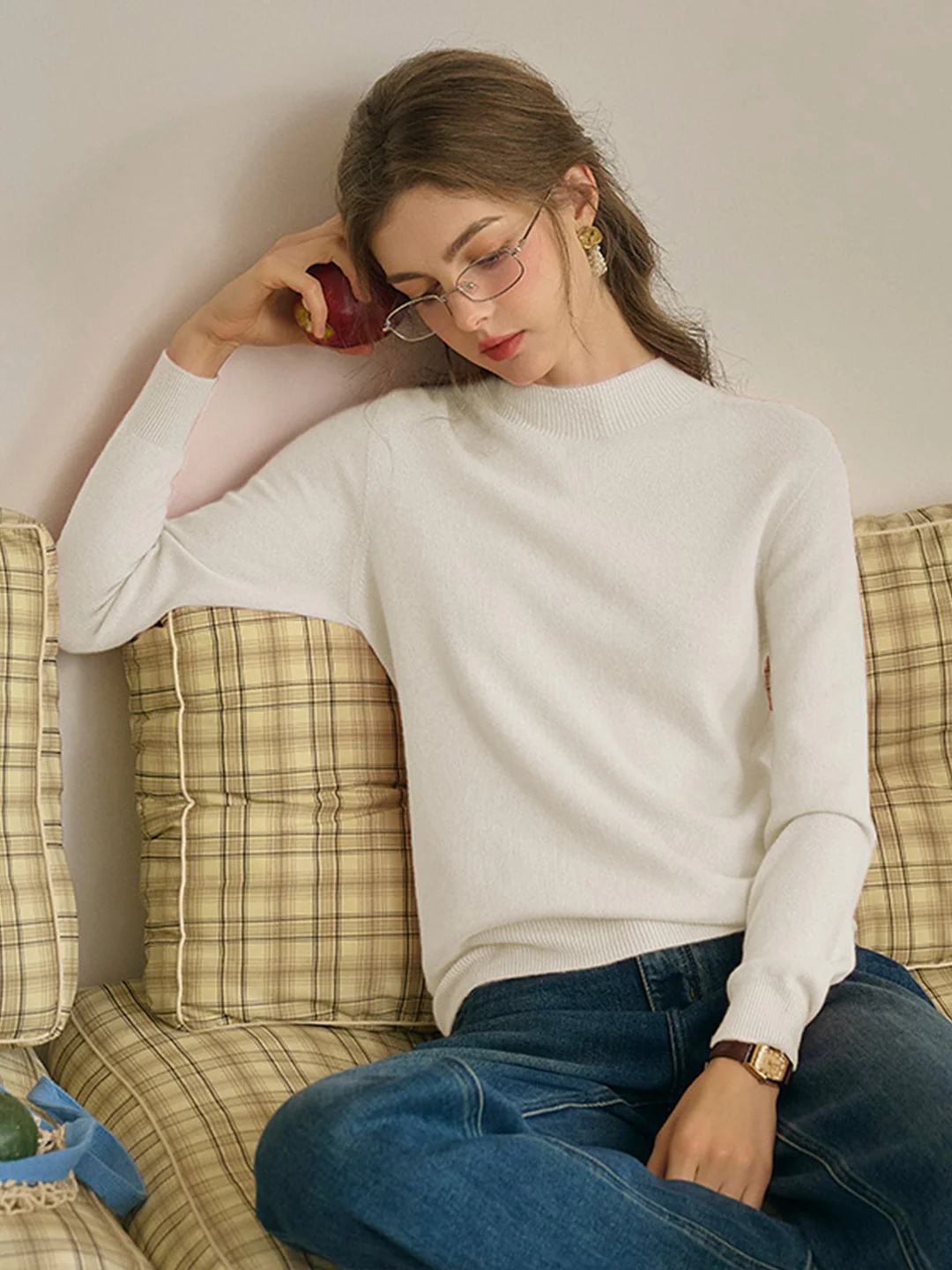 Kamari Mock Neck 100% Wool Slim Fit Knit Sweater