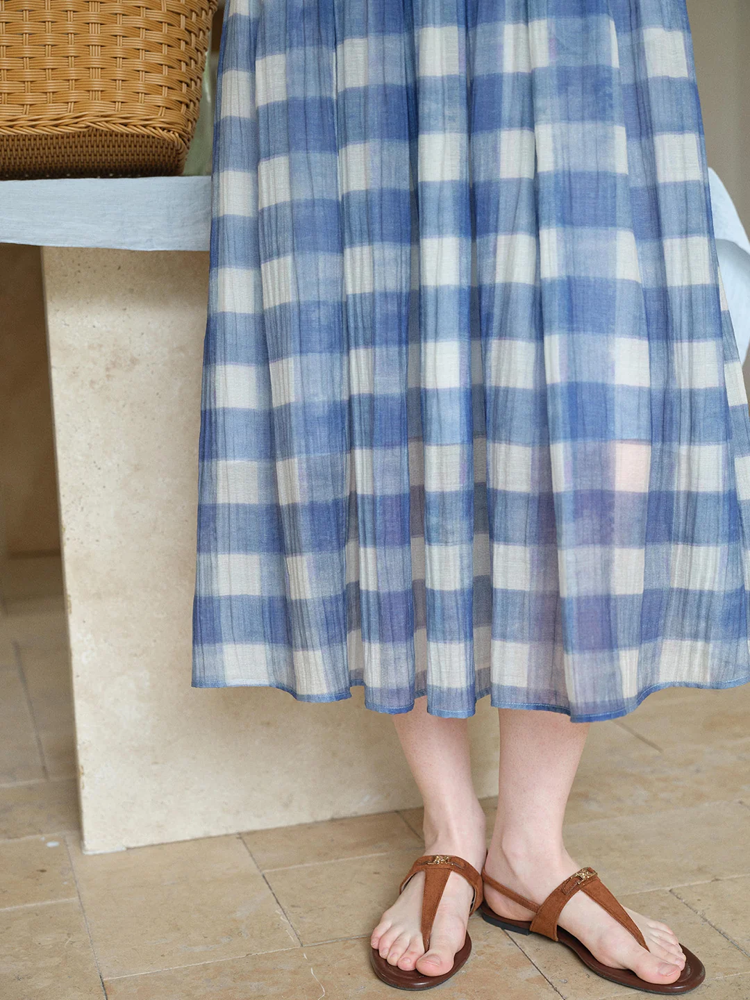 Cleo Sweetheart Neck Plaid Dress