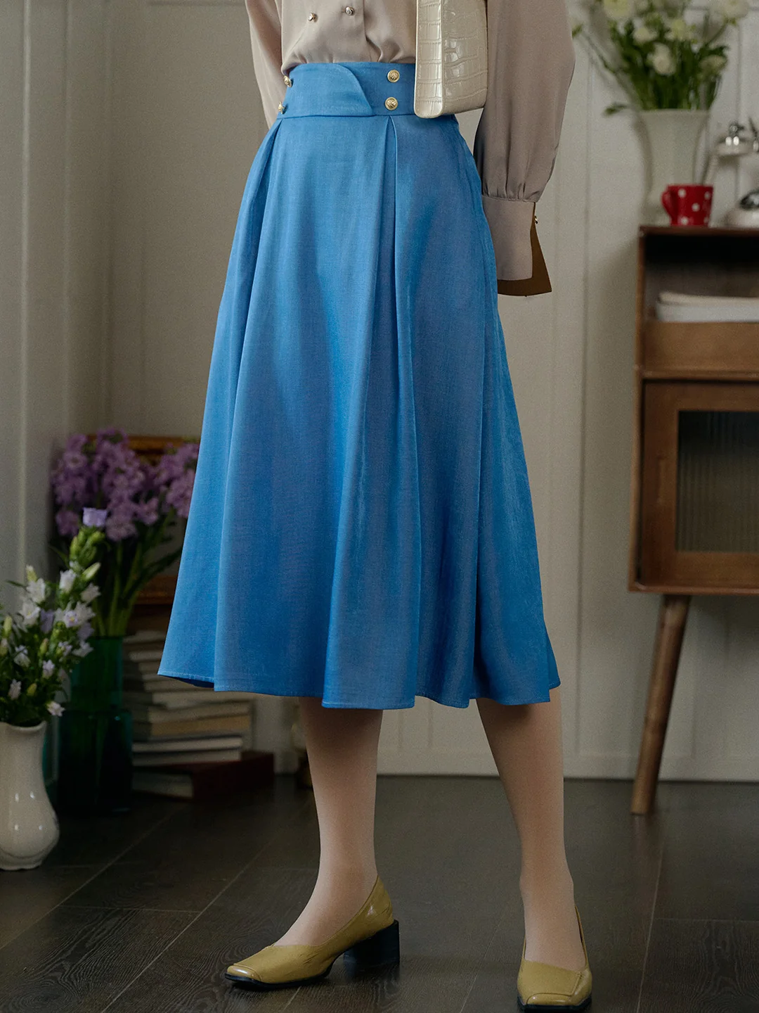【Final Sale】Margot Blue Midi Skirt