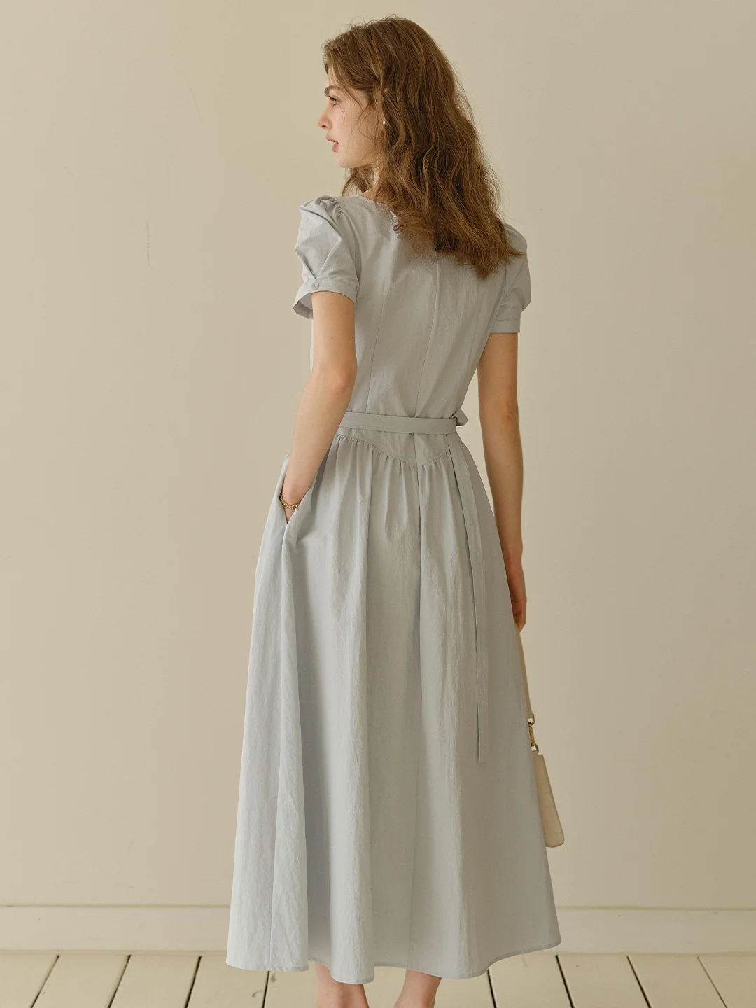 Juno V-Neck Lace Belted Waist Cotton Dress