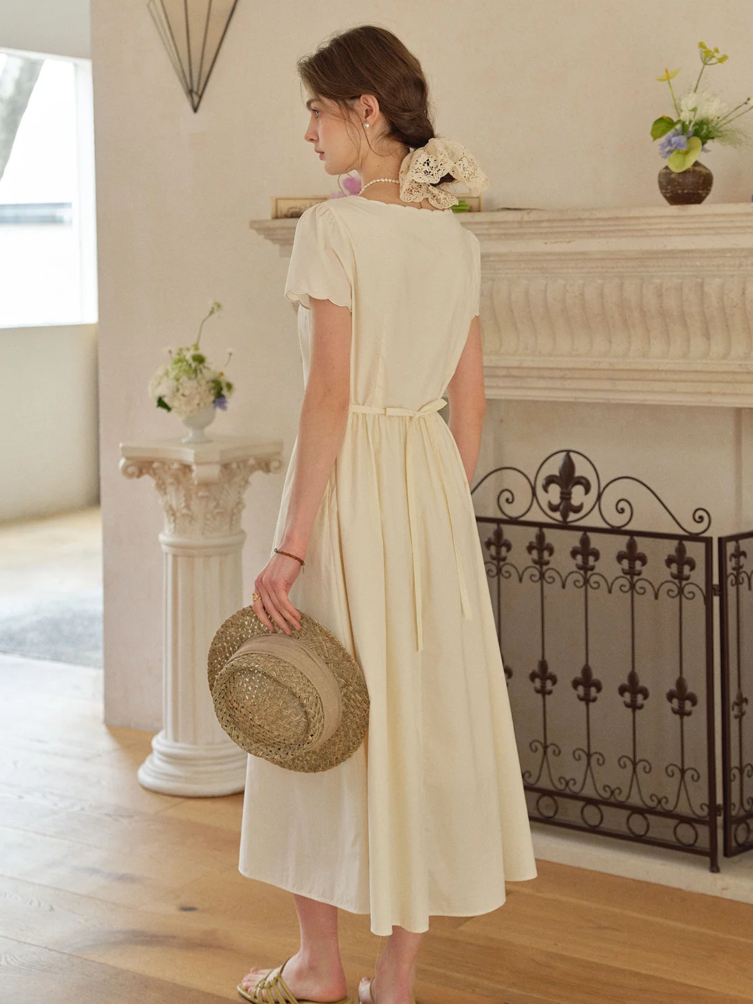Allison V-Neck Embroidered 100% Cotton Dress