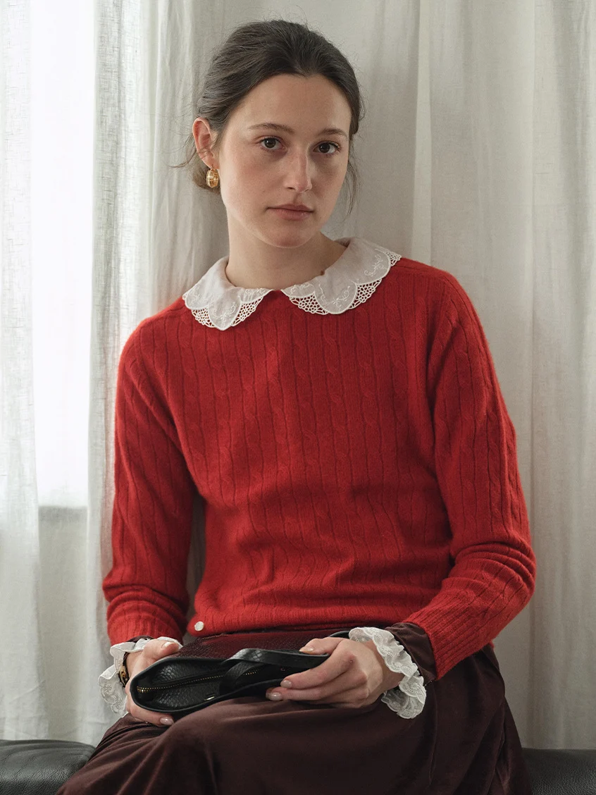 Shay Cable-Knit Lightweight Wool-Cashmere Sweater