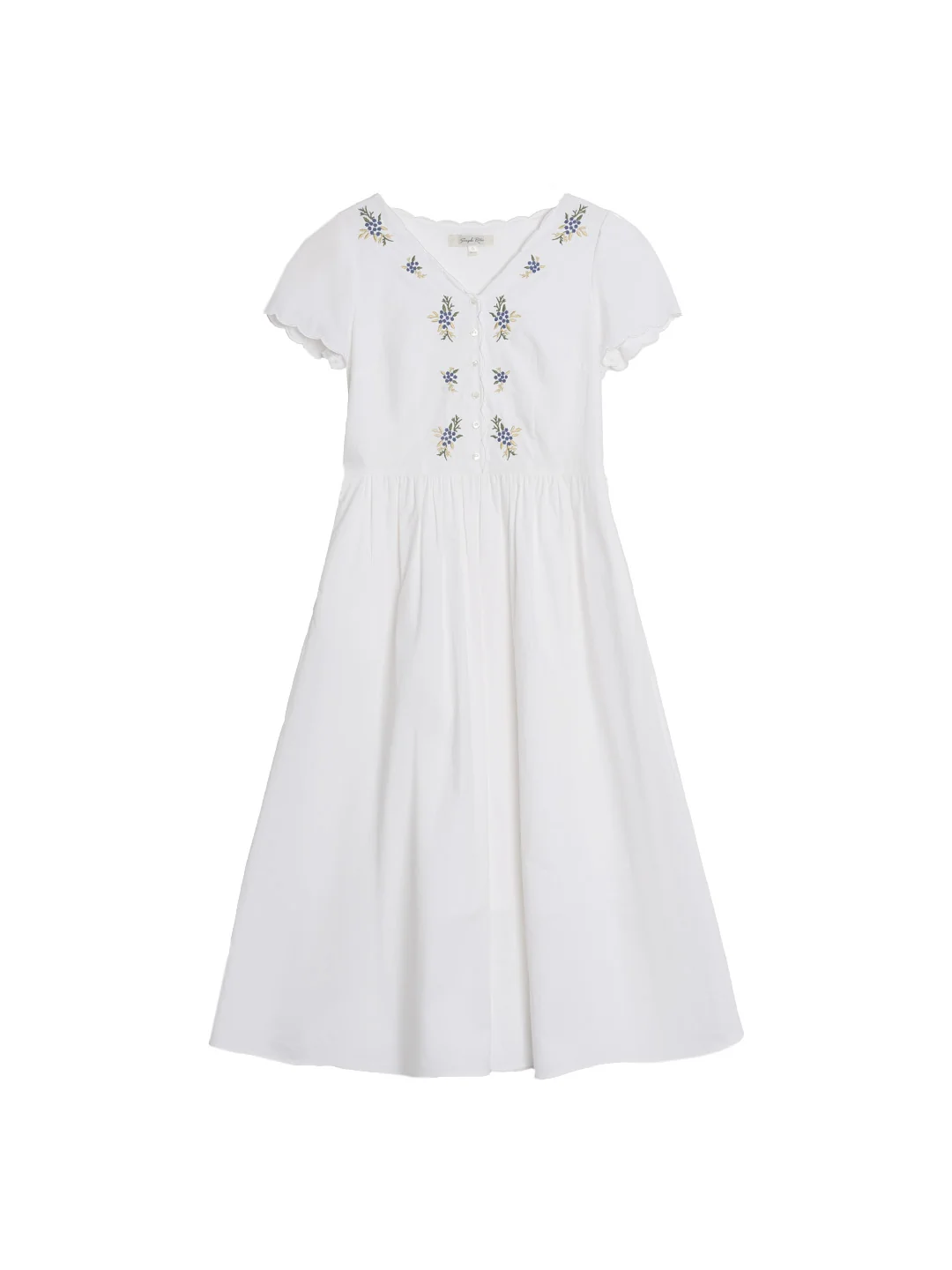 Allison V-Neck Embroidered 100% Cotton Dress
