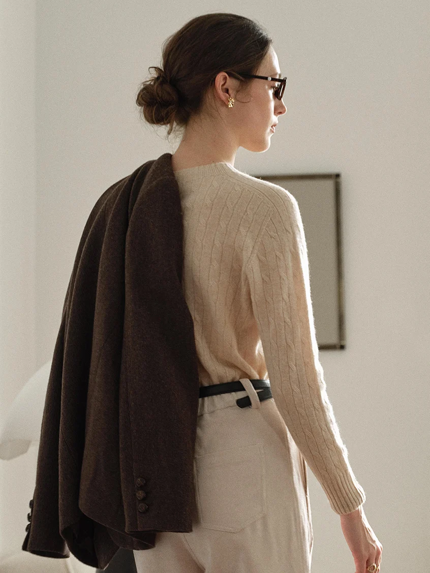 Shay Cable-Knit Lightweight Wool-Cashmere Sweater