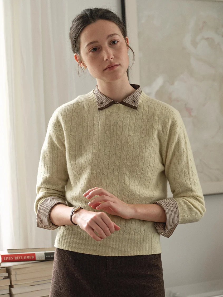 Shay Cable-Knit Lightweight Wool-Cashmere Sweater