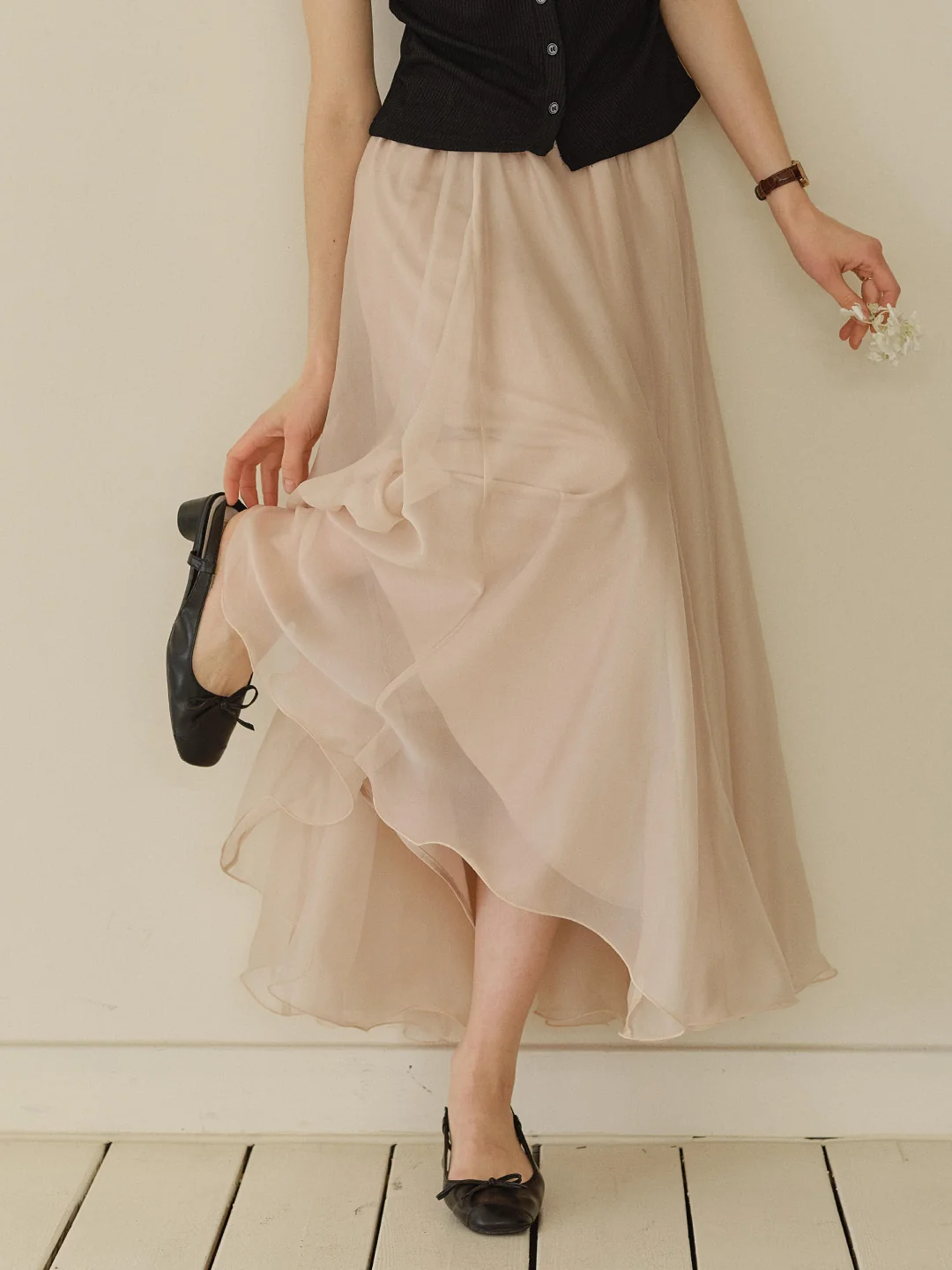 Helena Light-Knit Draping Maxi Skirt