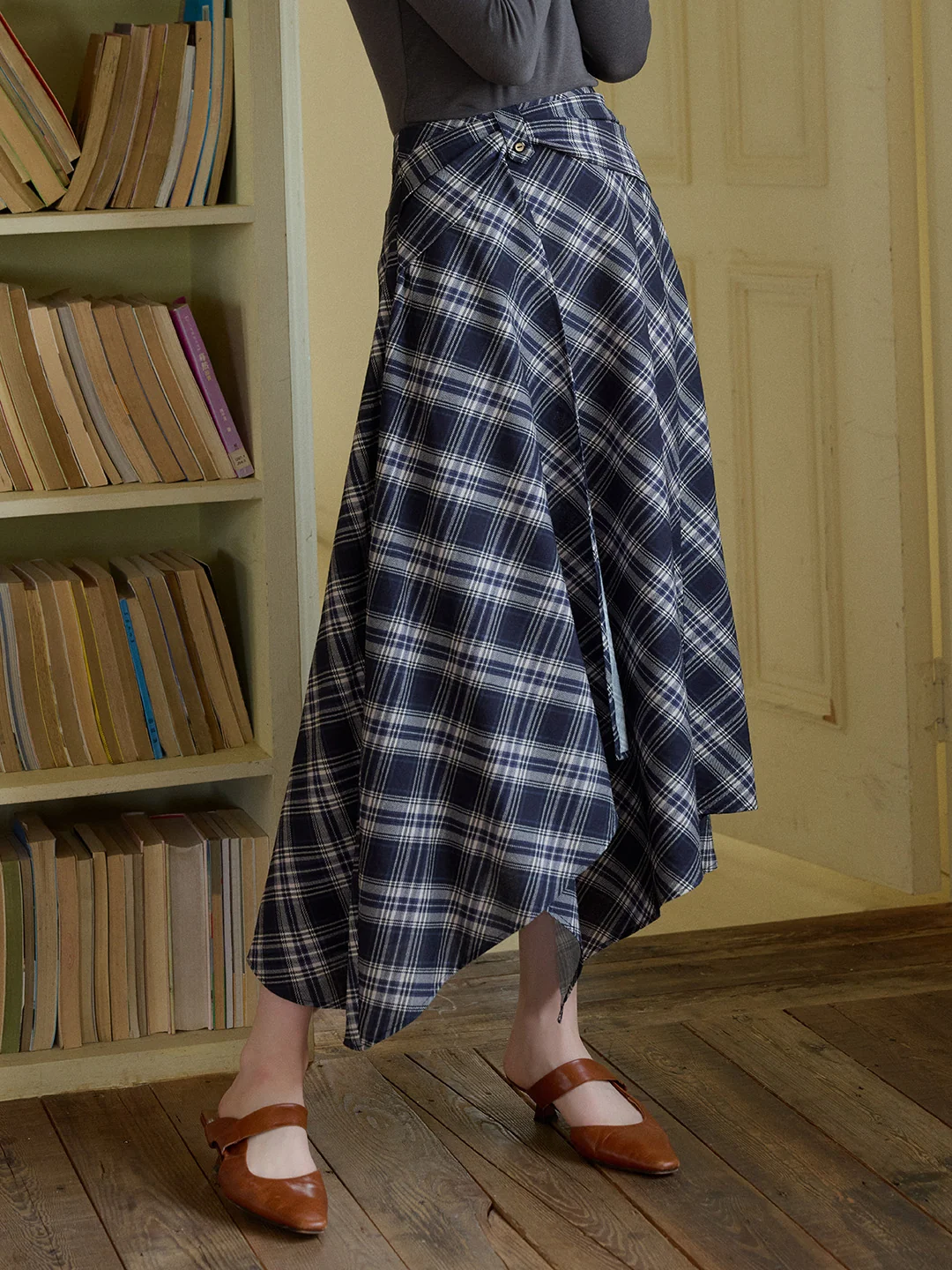 Alayah A-Line Plaid Viscose Skirt