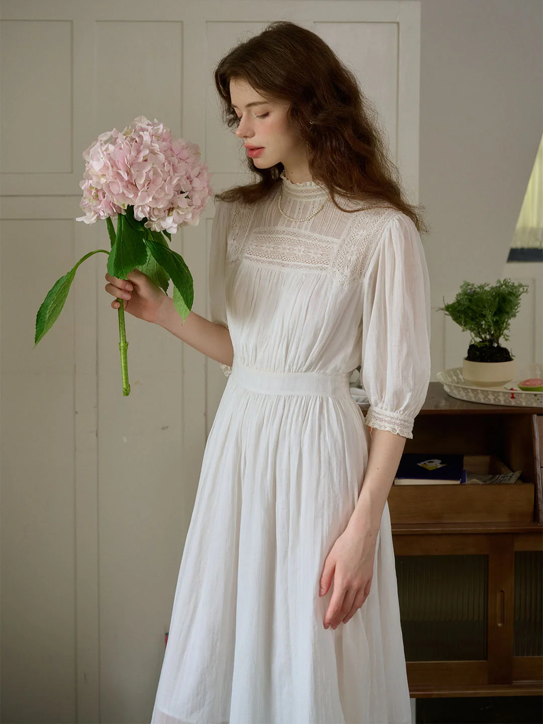 Averie Lace Panel Emerald Green Cotton Dress