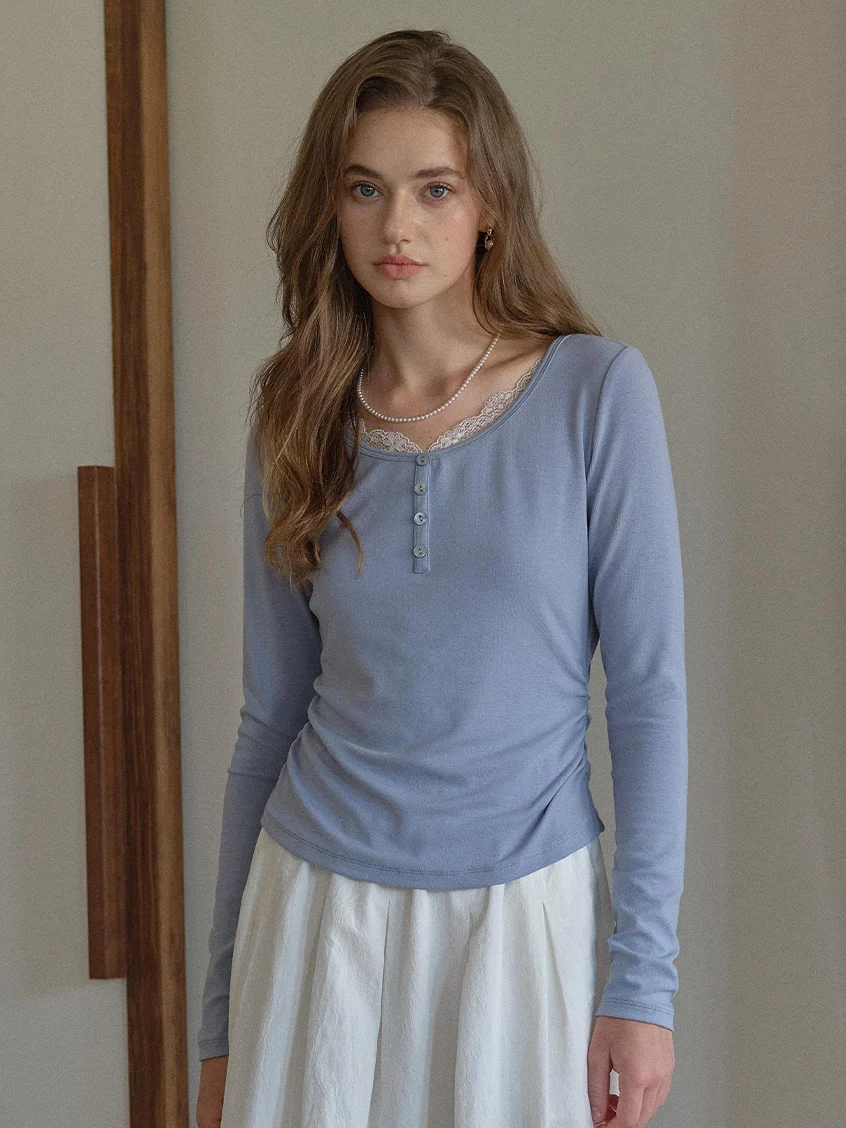 Helena French Round Neck Lace Blouse