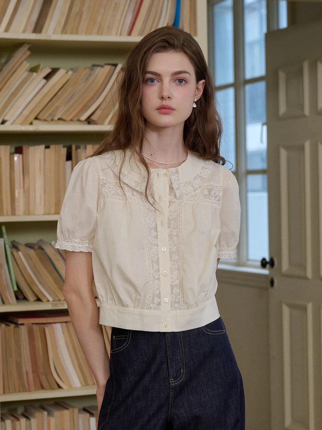 Everleigh Round Neck Lace Blouse