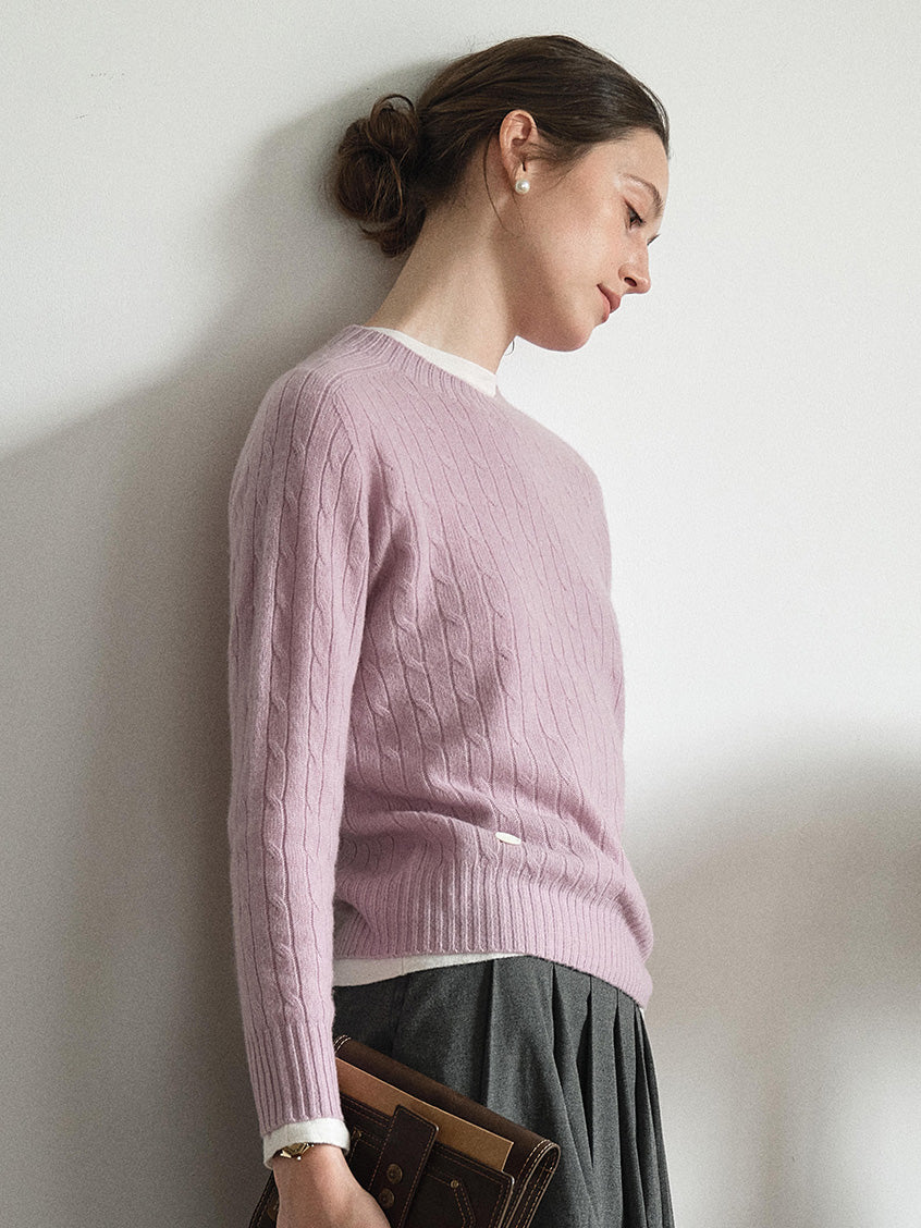 Shay Cable-Knit Lightweight Wool-Cashmere Sweater