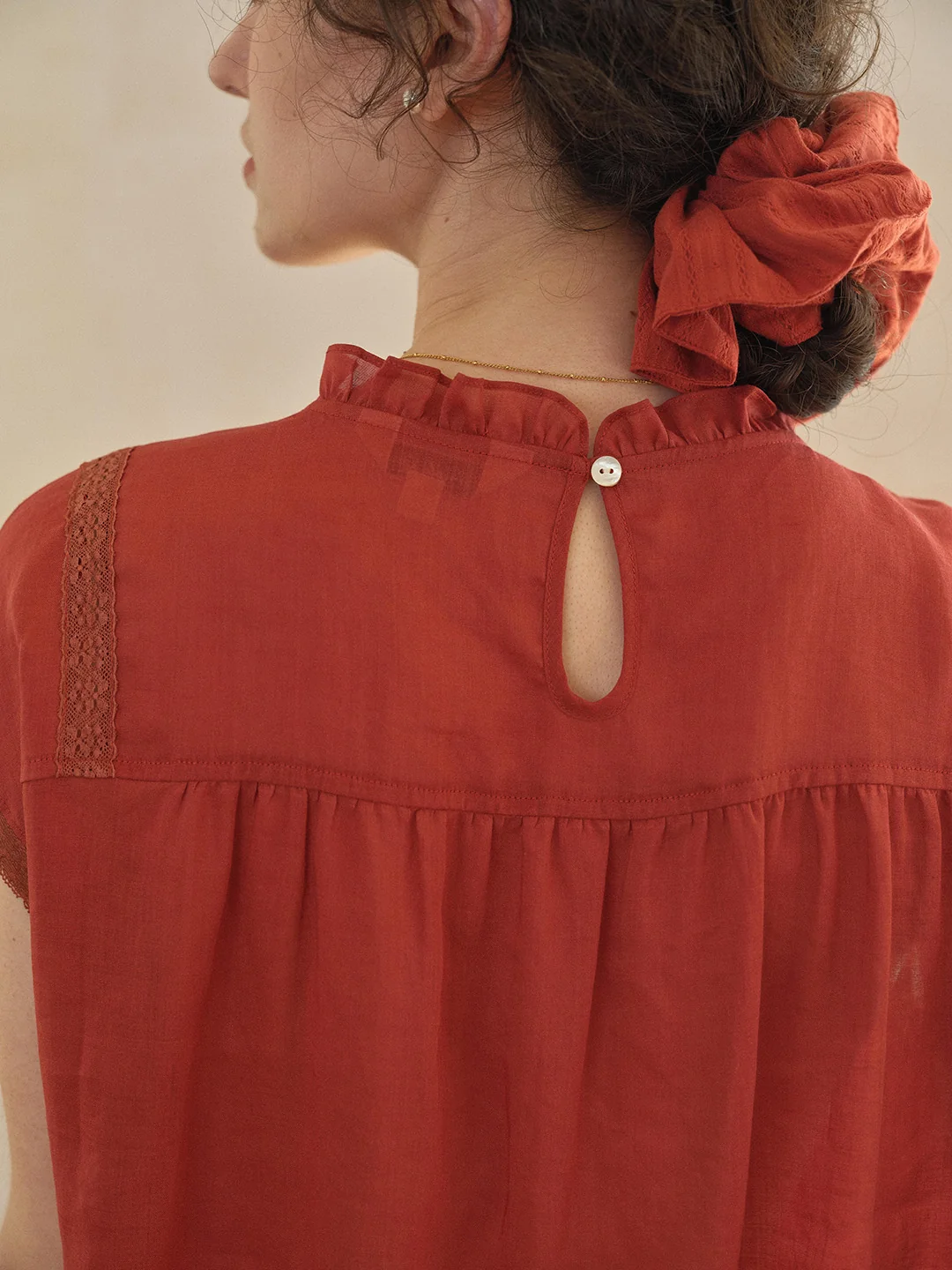 Lilac Ruffle Collar Blouse