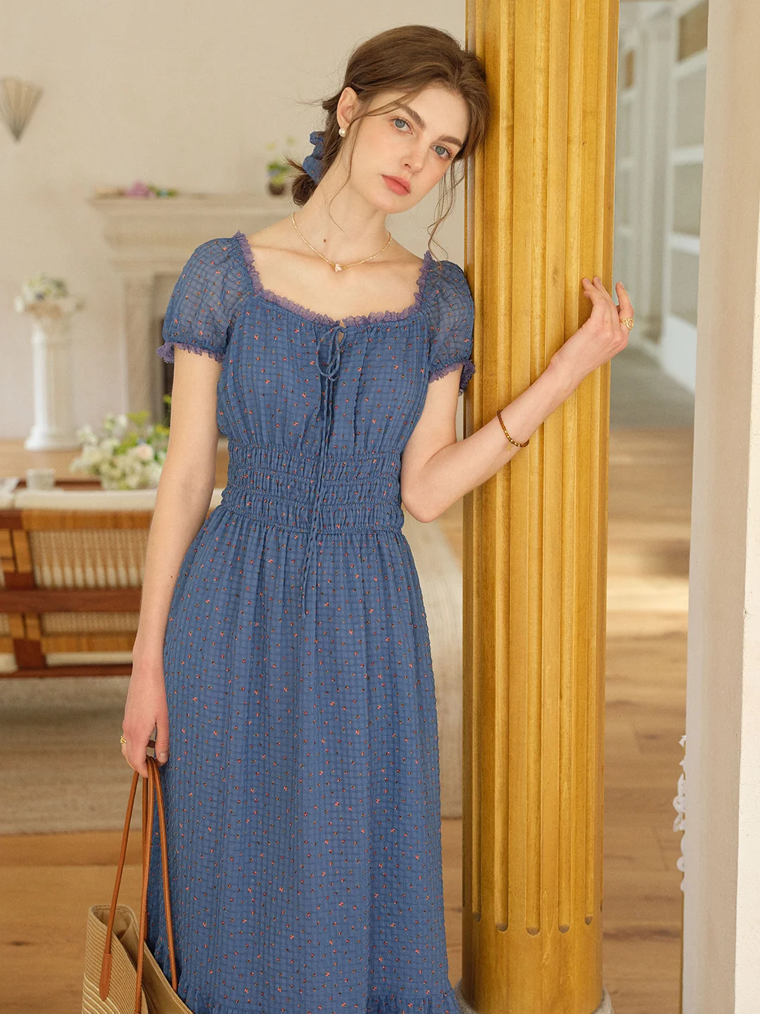 Carmen Sweetheart Neck Puff Sleeve Dress