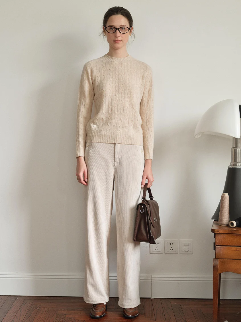 Shay Cable-Knit Lightweight Wool-Cashmere Sweater