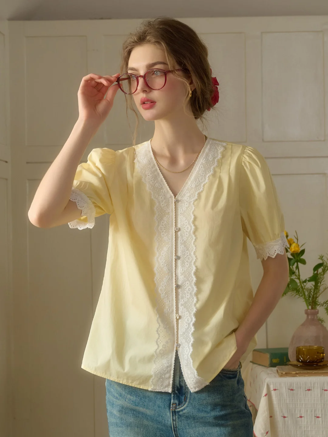 【Final Sale】Margot Peter Pan Collar 100% Cotton Blouse