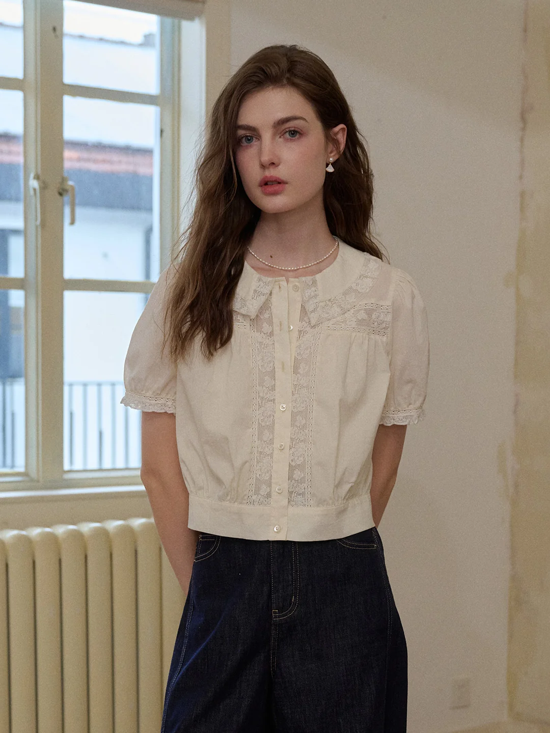 Everleigh Round Neck Lace Blouse