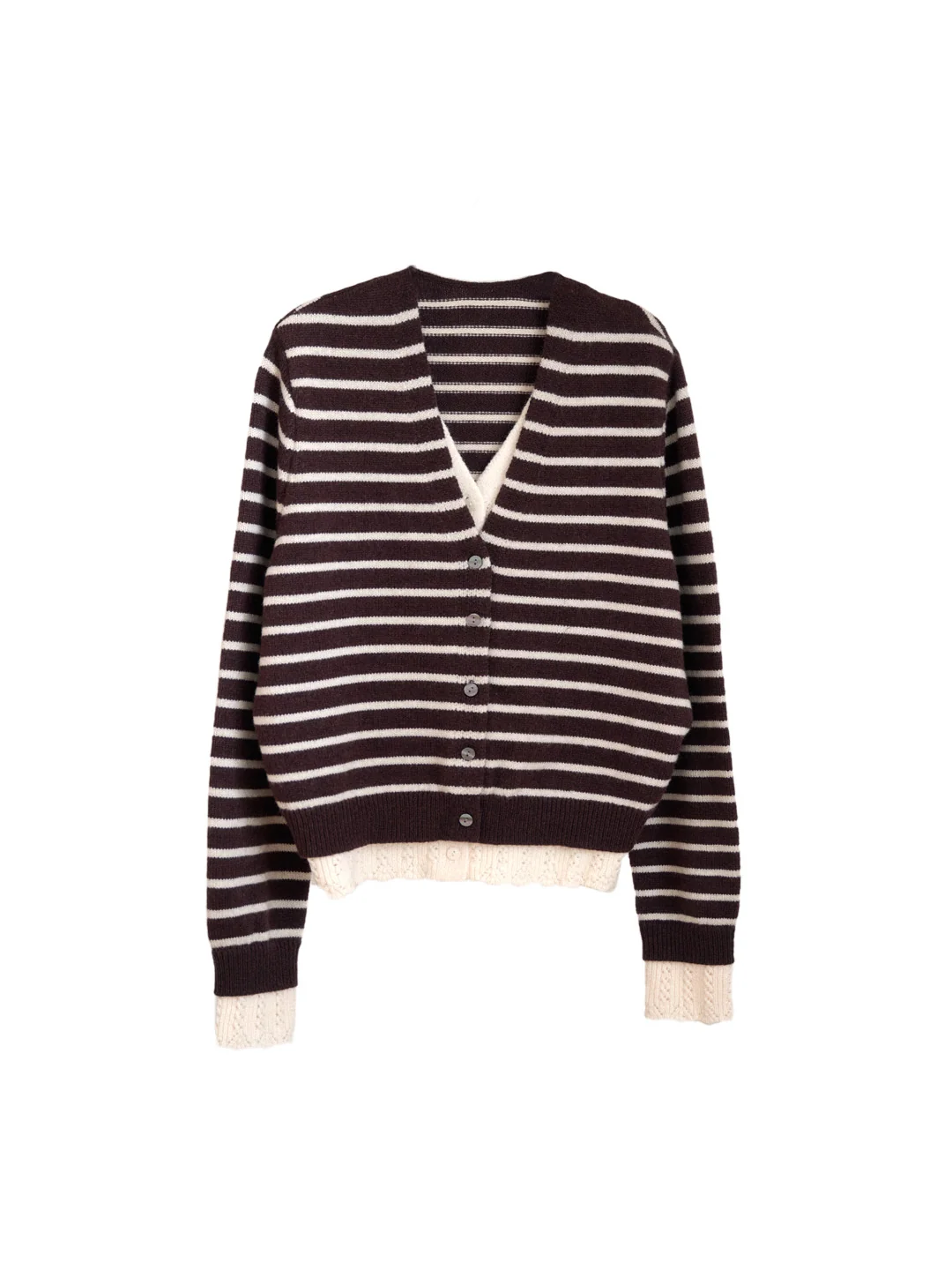 Frankie V-Neck Stripe Wool Cardigan