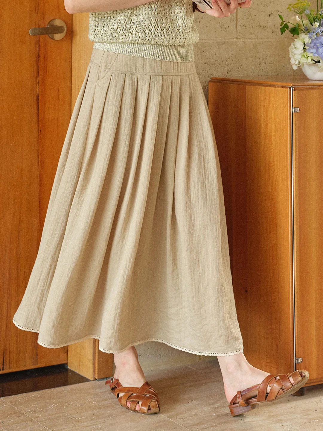 Selene A-Line Linen Skirt