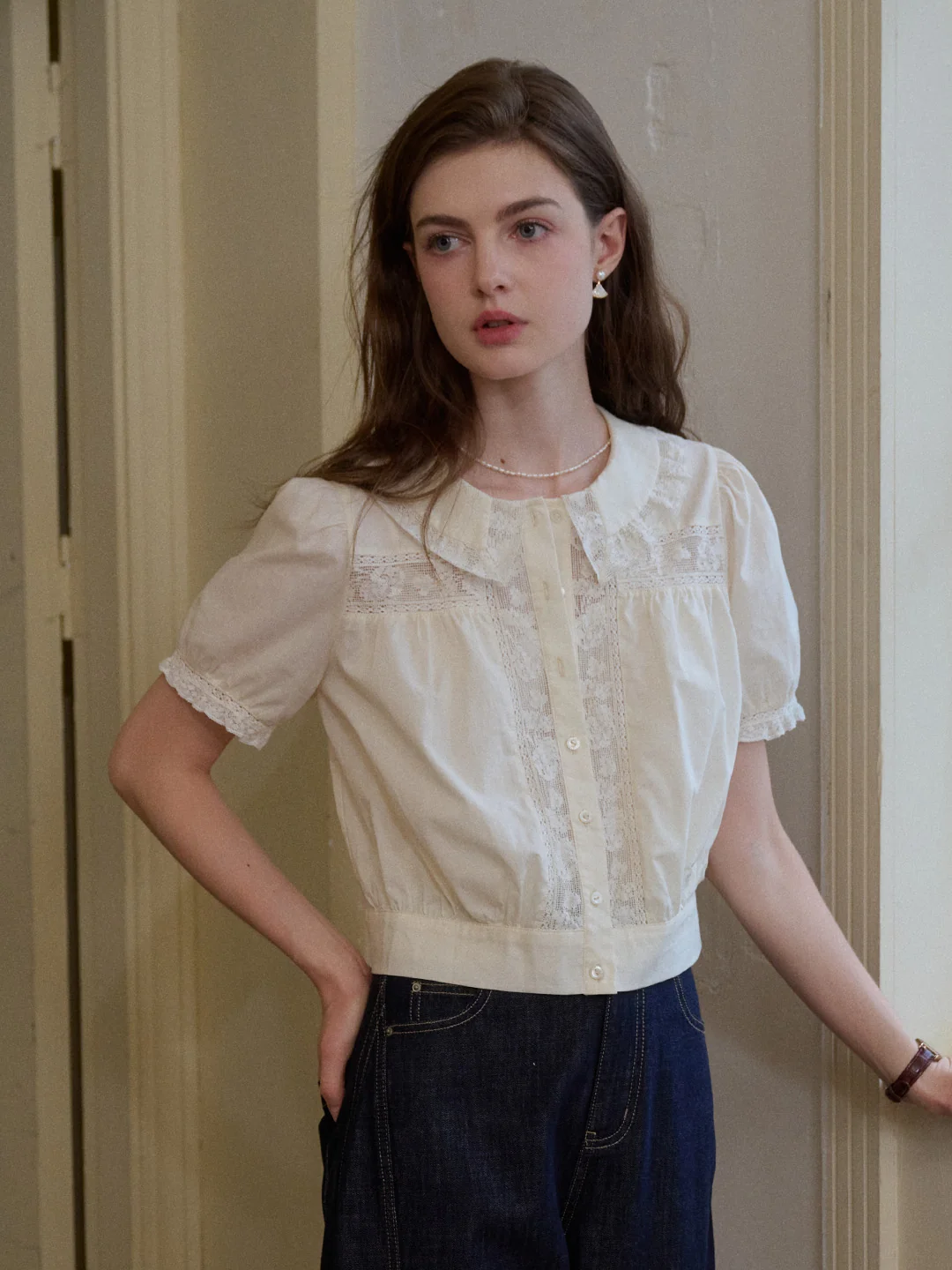 Everleigh Round Neck Lace Blouse