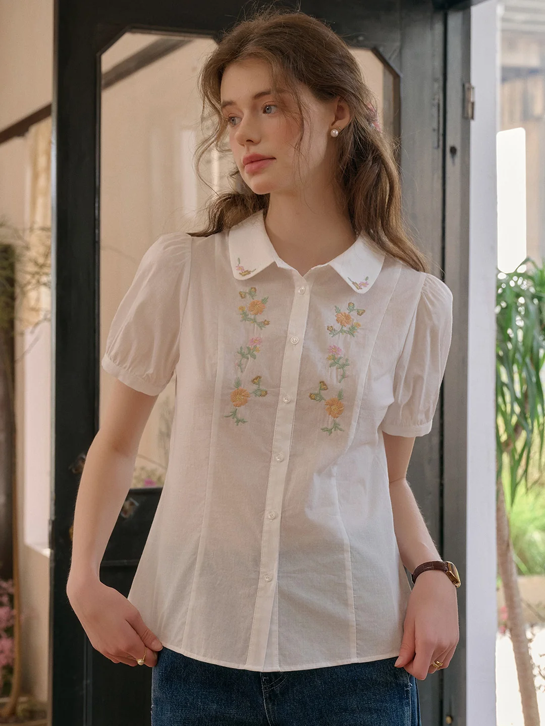 【Final Sale】Elianna Peter Pan Collar 100% Cotton Blouse