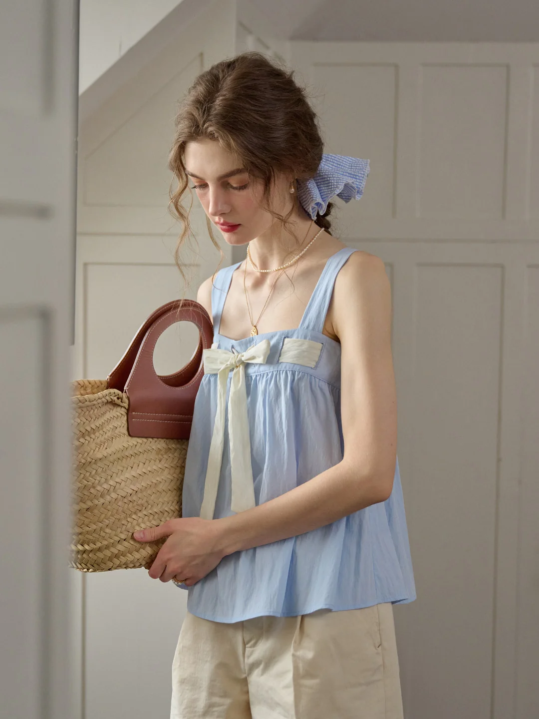 【Final Sale】Skye Square Neck Bow Top