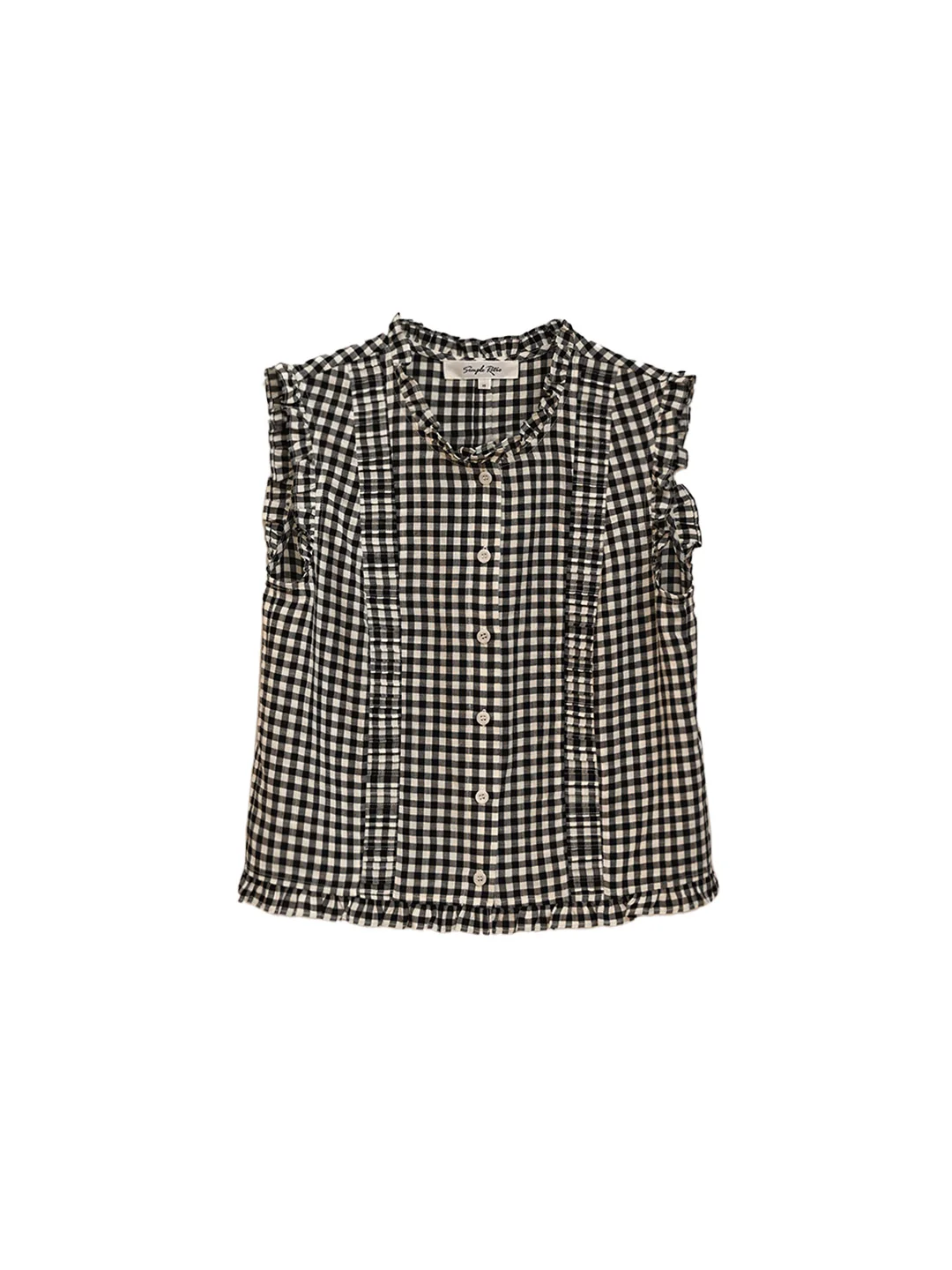 Tessa Round Neck Plaid Sleeveless Viscose Top