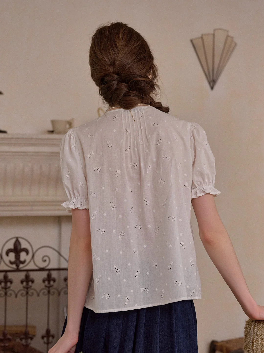 Lainey V-Neck Embroidery 100% Cotton Blouse