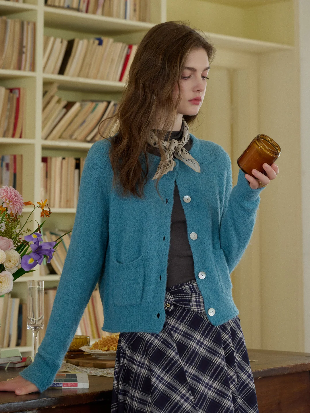 Hattie Round Neck Pocket Wool Cardigan