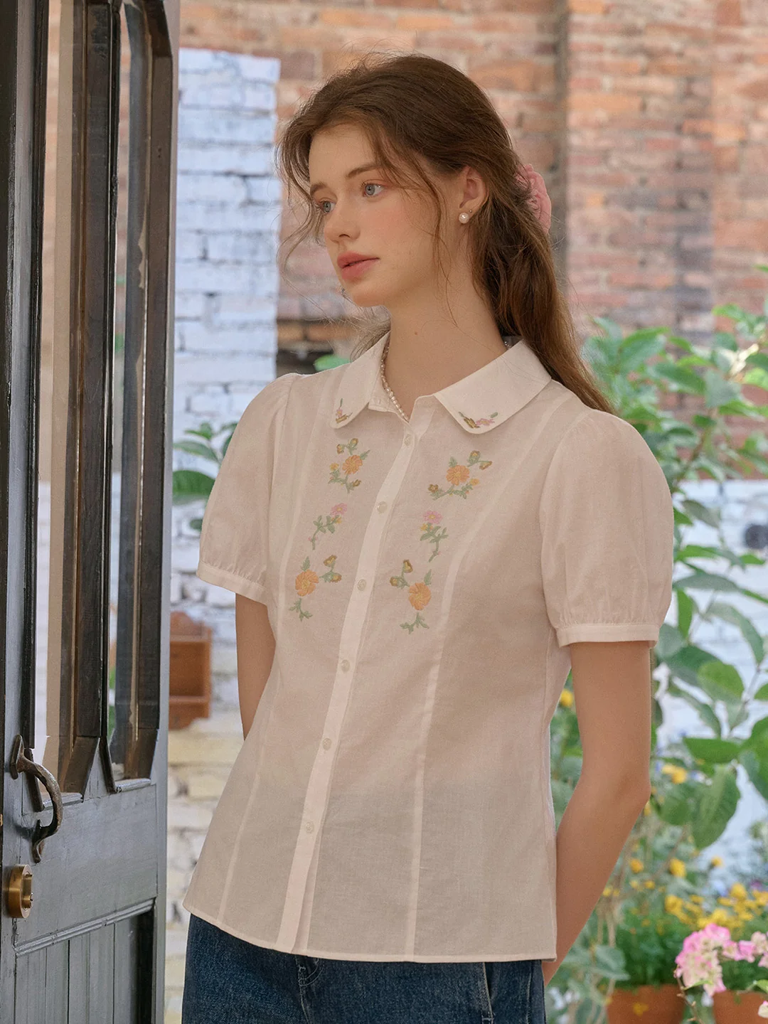 【Final Sale】Elianna Peter Pan Collar 100% Cotton Blouse
