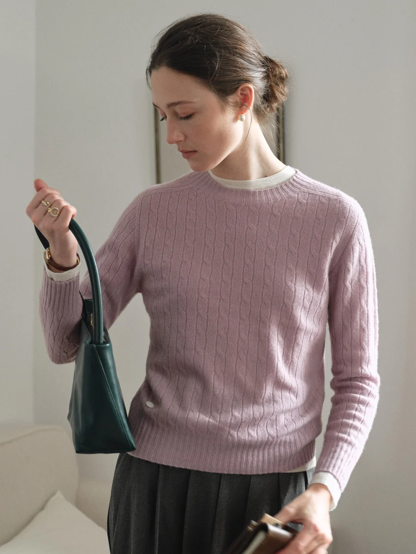 Shay Cable-Knit Lightweight Wool-Cashmere Sweater