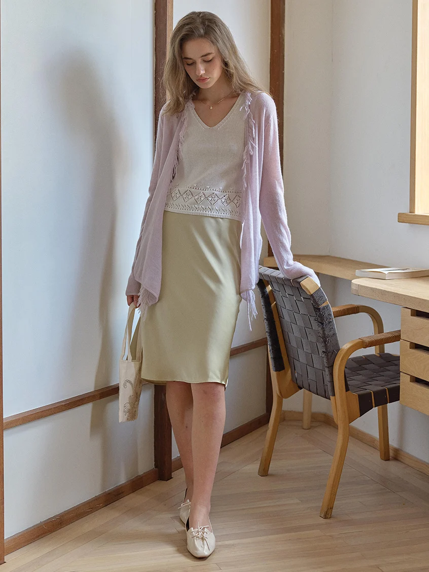 Celine French-Style V-Neck Tassel Wool Cardigan