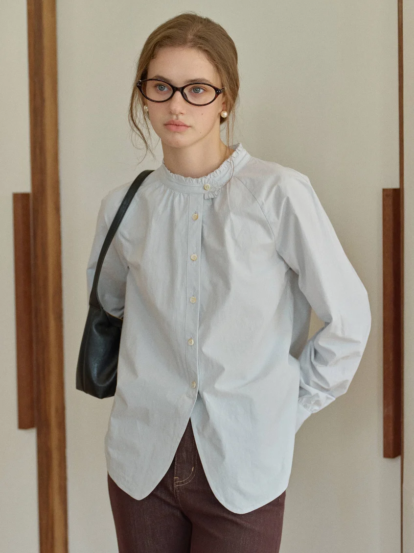 Kaliyah 100%Cotton Solid Round Neck Blouse