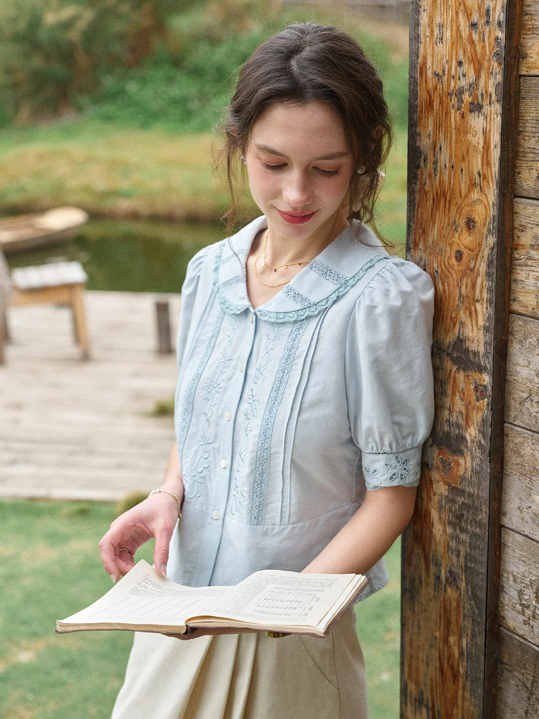 Laylah Peter Pan Collar Embroidered Blouse